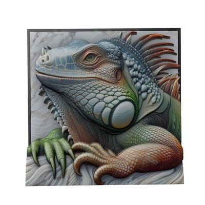 iguana animale sollievo arte animali yeggi mito3d fallimento google ciondoli medaglione animal relief wall art parete 3d print model - Mito3D