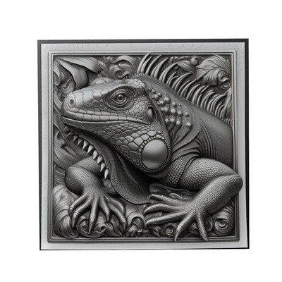 iguana animale sollievo arte animali yeggi mito3d fallimento google ciondoli medaglione animal relief wall art parete 3d print model - Mito3D