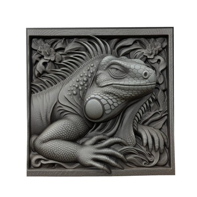 iguana animale sollievo arte animali yeggi mito3d fallimento google ciondoli medaglione animal relief wall art parete 3d print model - Mito3D