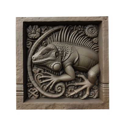 iguana animale sollievo arte animali yeggi mito3d fallimento google ciondoli medaglione animal relief wall art parete 3d print model - Mito3D