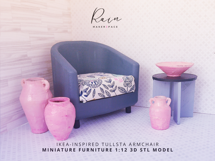 ikea inspired alfândega poltrona miniatura mobília mini cadeira casa boneca miniaturas moderno 3d print model - Mito3D