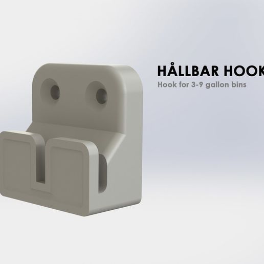 ikea hallbar bin hook - trash wall 3D print model - Mito3D