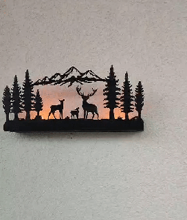 illuminated deer forest Art art home decorative painting decor bath beautify face silhouette wall design deers and christmas 3d print model - Mito3D