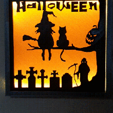 illuminated halloween frame home monster demon devil board frightening softness beautiful bad guy fright strange nighttime black orange forest filament alumina word former art welded superimposed colour deco decoration dead person witch 3d print model - Mito3D