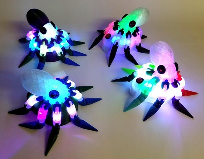 beleuchtet Tintenfisch 18650 Außerirdischer LED führt Licht Nachtlicht Nacht rgb Schädel Steampunk Tentakel Basteln Tiere 3d print model - Mito3D