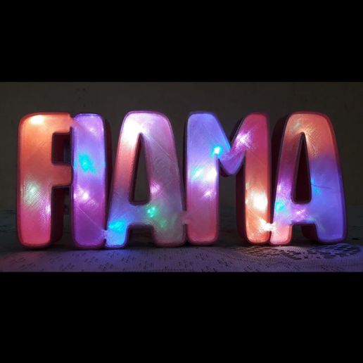 illuminé signe fiama affiche lumineux lumière LED éclairage 3D print model - Mito3D