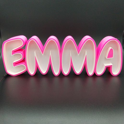 illuminé signe Emma lumière décoration chambre enfant LED lampe décor 3D print model - Mito3D