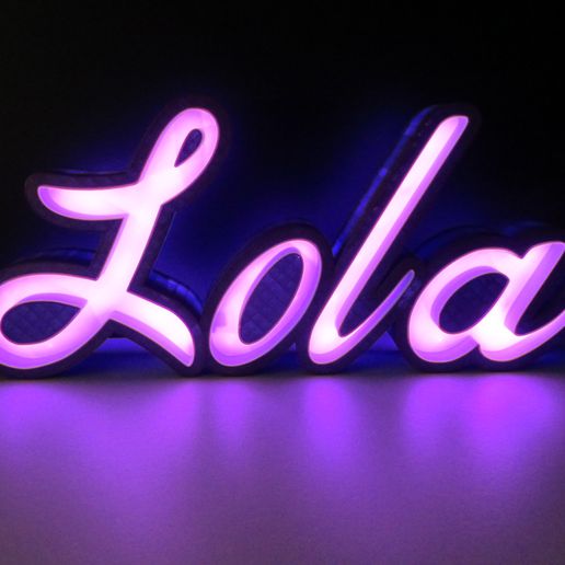 illuminated sign lola art lamp led decoration letters priority number 3D print model - Mito3D