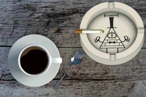 illuminati ashtray conspiracy theory secret society 3d printing occult symbolism cartoonish design 3d print model - Mito3D