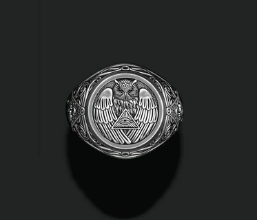 illuminati owl ring mason masonry 3d print model - Mito3D