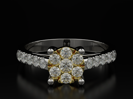 imitation calcul diamant bague 601 3dprinted conception mode or d'or bijou bijoux impression imprimable prototypage anneaux argent 3d print model - Mito3D