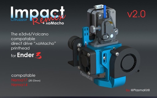 impacto cabeça impressão remixar ender 3 + macho direto v20 bmg extrusora cr10 cr10s crialidade ender3 3d impressora acessórios 3d print model - Mito3D