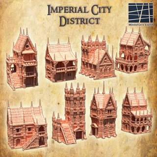 imperial city district 28 mm tabletop terrain house rpg dnd town medieval supportfree old stone gothic structure playable interior modular 28mm 25mm 15mm wargame 3d print model - Mito3D