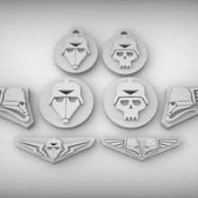 imperial iconography aquila skull keyring tool 28mm badge death emblem guard imeprial krieg medal miniature sigil space 3d printing 3d print model - Mito3D