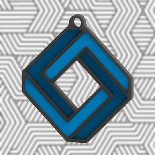 impossible rectangle keychain geometry cults3d cults 3d tool stylish style unique custom customisable free high poly gadget various games home art 3d print model - Mito3D