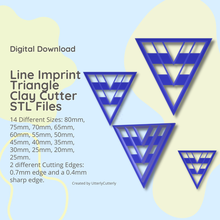 imprint triangle lined debossed clay cutter - stl digital file download- 14 sizes 2 versions 3d print model - Mito3D