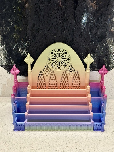 mejorado gótico catedral maquillaje organizador hogar casa paleta soporte estante iglesia castillo fantasía godo alt alternativa cepillo monitor oficina baño tarjeta nota cristal tarot 3d print model - Mito3D