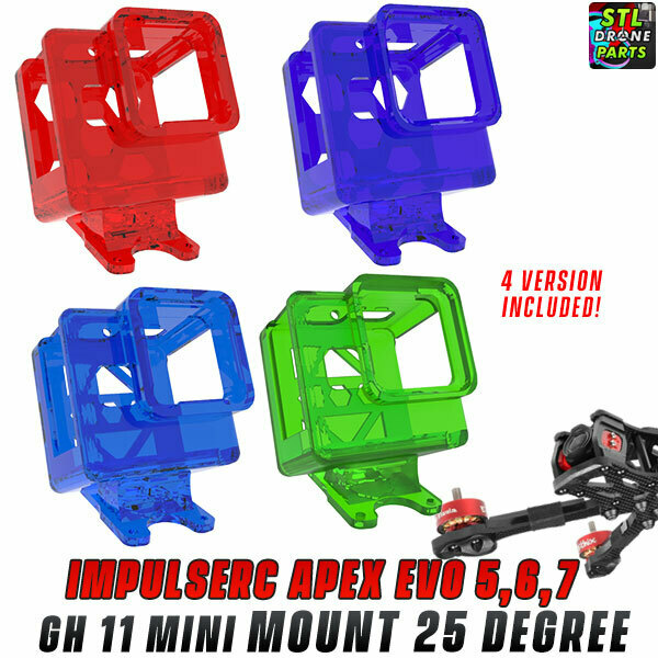 impulserc apex evo 5 6 7 gopro hero 11 mini mount 25 degree 3D print model - Mito3D