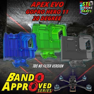 impulserc apex evo 5 6 7 gopro hero 9 10 11 mount 20 degree bando approved series 3d print model - Mito3D