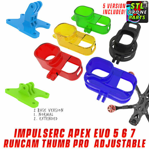 impulserc apex evo 5 6 7 runcam thumb pro adustable mount 3D print model - Mito3D