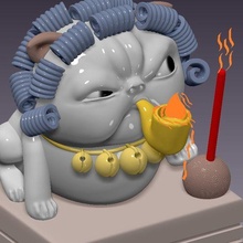 incense base - angry cat tobacco pipe incense base cat angry cat incense tobacco pipe 3d print model - Mito3D