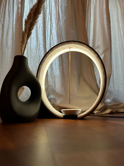 incienso soporte lámpara tenedor murcielago jour interior led rueda ligero candelabro cenicero fumar adentro mueble noche mesa escritorio encendiendo 3d print model - Mito3D