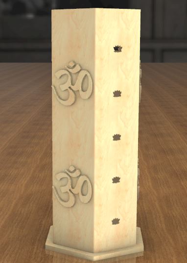 incense burner yoga om lotus mantra censer tower smoke 3D print model - Mito3D