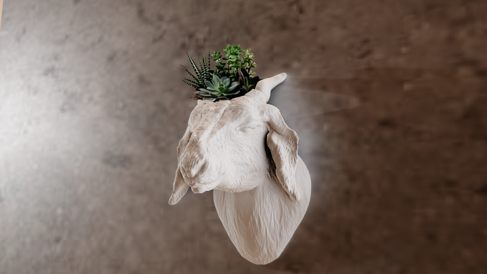 indien chèvre mur planteur pot fleur vase stl 3d impression fichier accueil maison agneau jungle safari miniature table animaux sculpture décor 3d print model - Mito3D