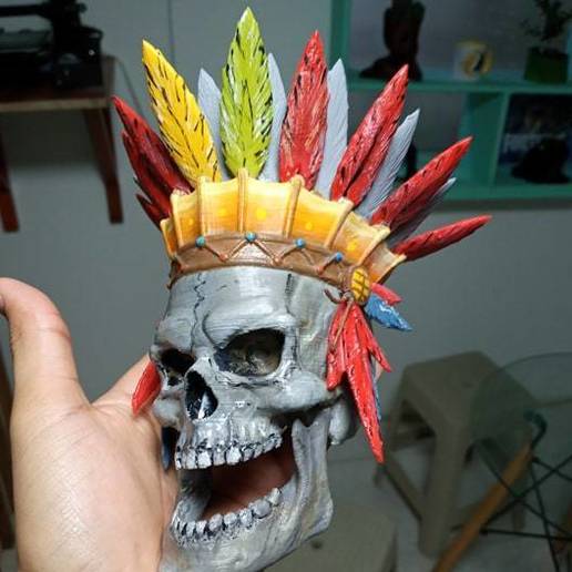 indian skull art 3D print model - Mito3D