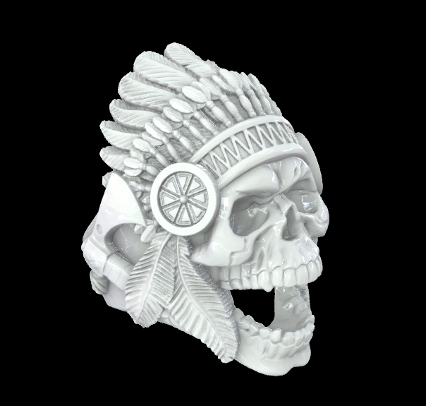 indian skull ring gold human 3D print model - Mito3D