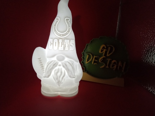 indianapolis colts football gnome light tealight reading party nightlight office kids room art decor man cave she sports game 3d print model - Mito3D