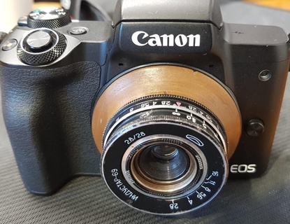 industar 69 ef m adattatore canone m50 half frame telecamera lente eos fotografia 3d print model - Mito3D