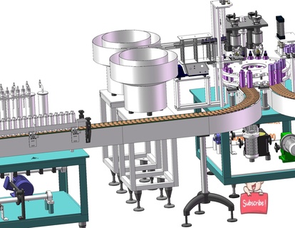 industrial 3d modelo botella relleno tapando máquina 3d print model - Mito3D