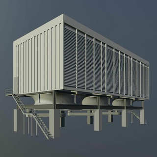 industrial building 2305 building warehouse architecture column beam floor house roof structure factory industry air cool condenser  3d print model - Mito3D