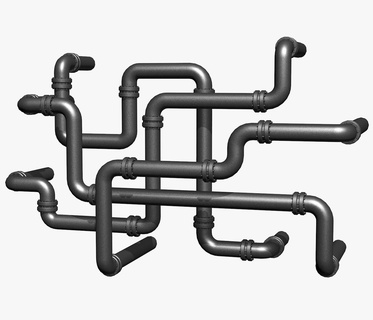 industrial pipes pipe metal industry abstract modern factory black white steam rust urban grunge steel vintage building wall piping architecture 3d print model - Mito3D