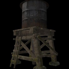 industrial water tower oil wood game stair old tank scratches rustic architecture farm 3d print model - Mito3D