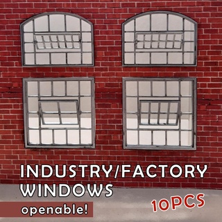 industry windows factory architecture brick window facade manufacturing brickwork warehouse business outdoors logistic house cargo glass iron steel 3d print model - Mito3D