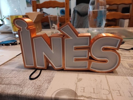 ines luminous lighting led sign Home sign leds lighting sign first name ines bright  3d print model - Mito3D