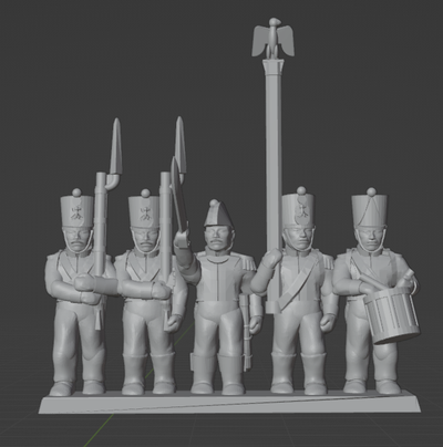 infanteria francesa napoleónico 10mm juego guerra miniatura francés napoleón épico 6mm 15mm 3d print model - Mito3D