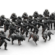infanterie platoon colosse miniatures wargaming sci équipe robots soldats artillerie lourde armes section armée 3d print model - Mito3D