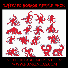 infected horror meeple pack game sci-fi low poly flatmini golem thing goes there 3d print model - Mito3D