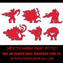 infected horror robots meeple pack game flatmini board games creepy robot monster 3d print model - Mito3D