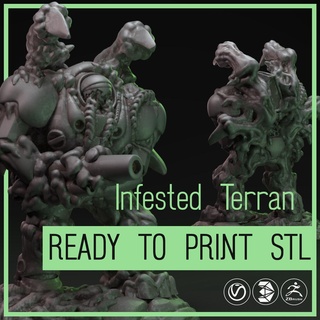 infested terran ready print star craft zerg character creature alien monster sculpture figure miniature video game rts rpg dnd 3d print model - Mito3D