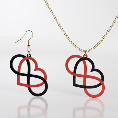 infinite love earrings pendant cool earring fusion 360 heart hearts valentines day pendants valentine valentinesday gifts fashion 3d print model - Mito3D