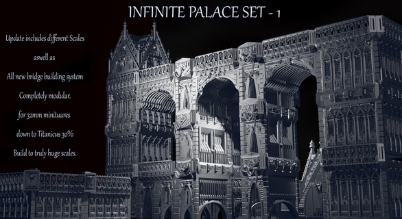 infinite palace set -1 terrain building war games table top huge modular emperor castle bridge expandable bridges tower 3d print model - Mito3D