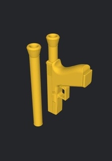 inhaler glock miniature sniffer inhalation tube shaped like gun grinderking designs turulo easy print 3d print model - Mito3D