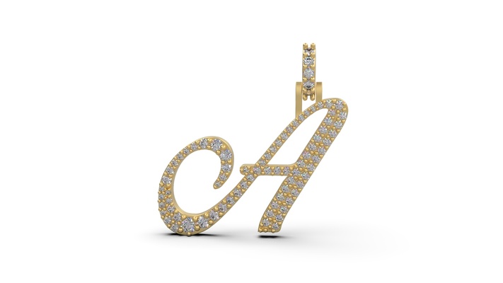 initial letter a necklace pendant alphabet luxury jewel jewelry jewellery stl 3d print model - Mito3D