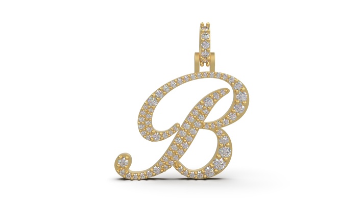 initial letter b necklace pendant alphabet luxury jewel jewelry jewellery stl 3d print model - Mito3D