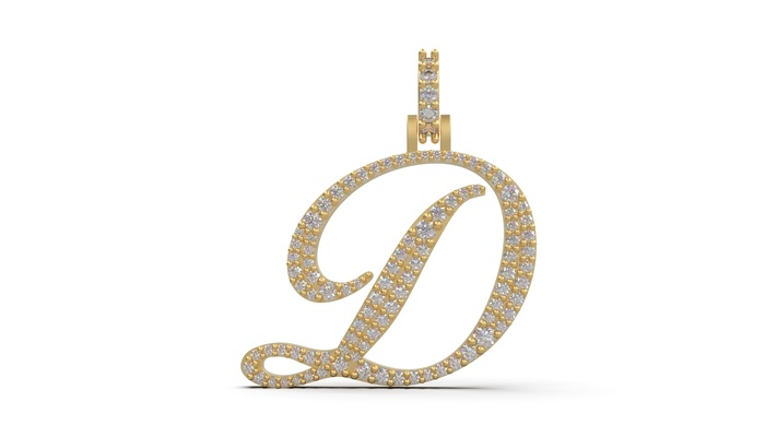 initial letter d necklace pendant alphabet luxury jewel jewelry jewellery stl 3d print model - Mito3D