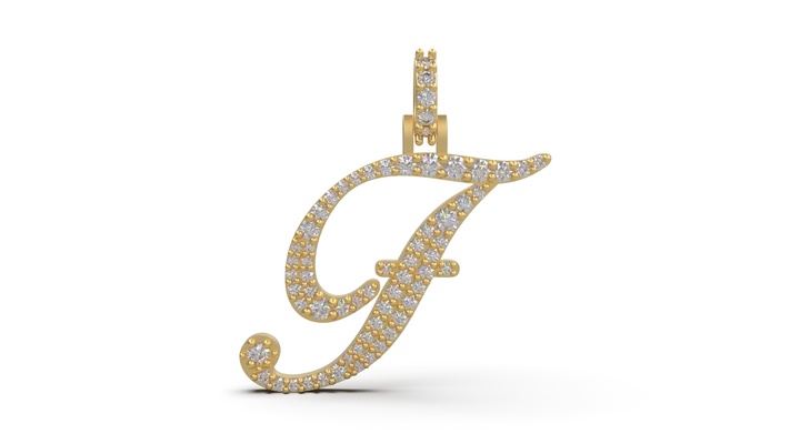 initial letter f necklace pendant alphabet luxury jewel jewelry jewellery stl 3d print model - Mito3D